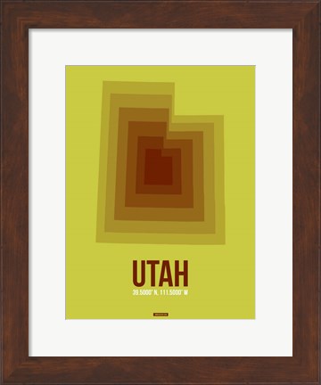 Framed Utah Radiant Map 3 Print