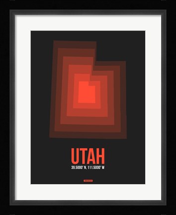 Framed Utah Radiant Map 6 Print