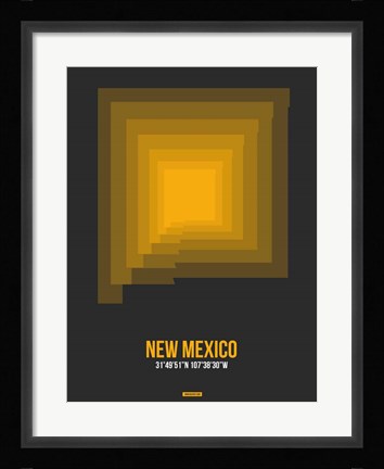 Framed New Mexico Radiant Map 4 Print