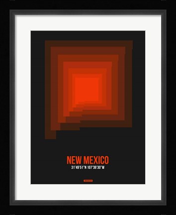 Framed New Mexico Radiant Map 6 Print
