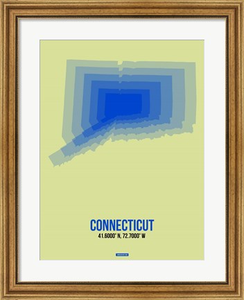 Framed Connecticut Radiant Map 1 Print