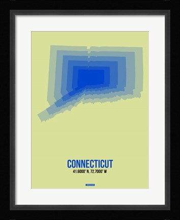 Framed Connecticut Radiant Map 1 Print