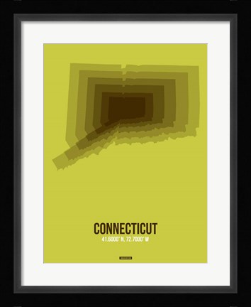 Framed Connecticut Radiant Map 2 Print