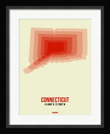 Framed Connecticut Radiant Map 3 Print