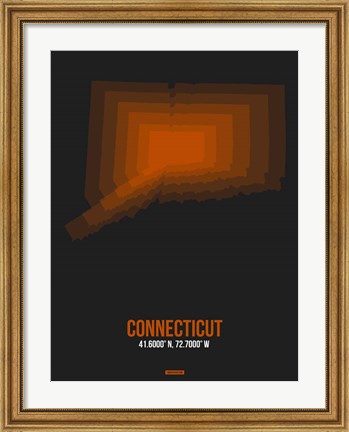 Framed Connecticut Radiant Map 4 Print