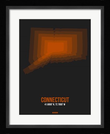 Framed Connecticut Radiant Map 4 Print