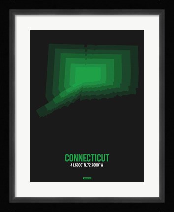 Framed Connecticut Radiant Map 6 Print