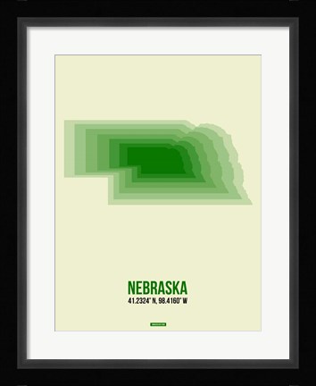 Framed Nebraska Radiant Map 3 Print
