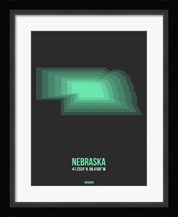 Framed Nebraska Radiant Map 4 Print