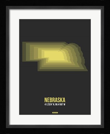 Framed Nebraska Radiant Map 5 Print