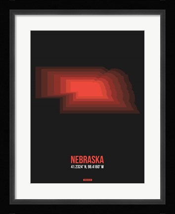Framed Nebraska Radiant Map 6 Print