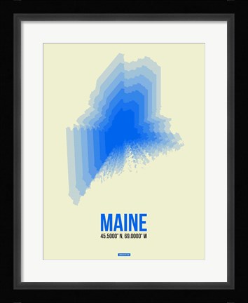 Framed Maine Radiant Map 1 Print