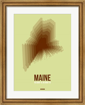 Framed Maine Radiant Map 2 Print
