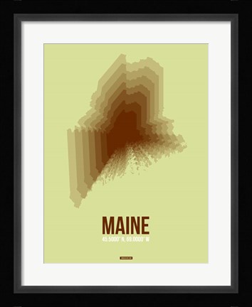 Framed Maine Radiant Map 2 Print