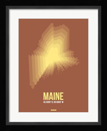 Framed Maine Radiant Map 3 Print