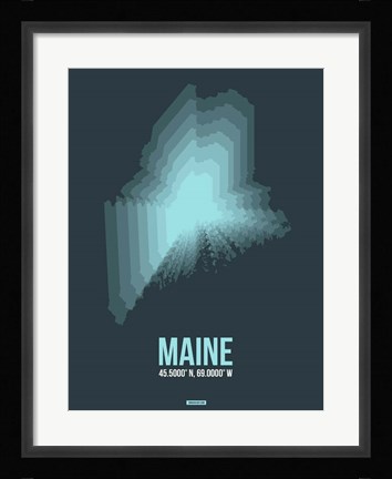 Framed Maine Radiant Map 4 Print