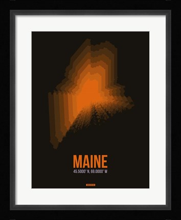 Framed Maine Radiant Map 5 Print