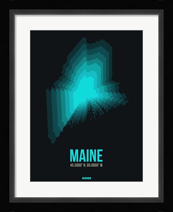Framed Maine Radiant Map 6 Print
