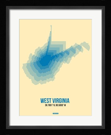 Framed West Virginia Radiant Map 1 Print