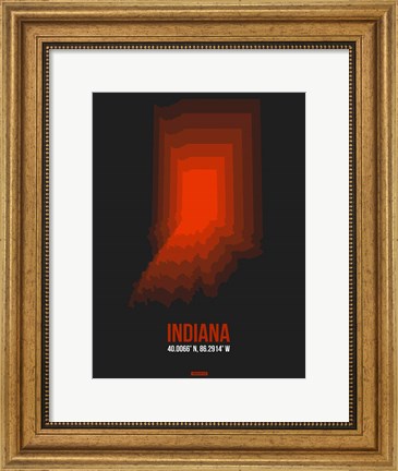 Framed Indiana Radiant Map 4 Print