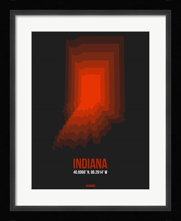 Framed Indiana Radiant Map 4 Print