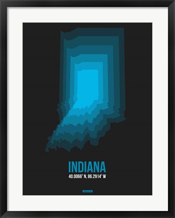 Framed Indiana Radiant Map 5 Print
