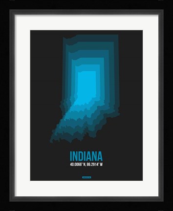 Framed Indiana Radiant Map 5 Print