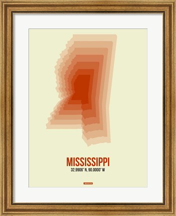 Framed Mississippi Radiant Map 1 Print