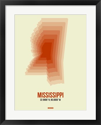 Framed Mississippi Radiant Map 1 Print