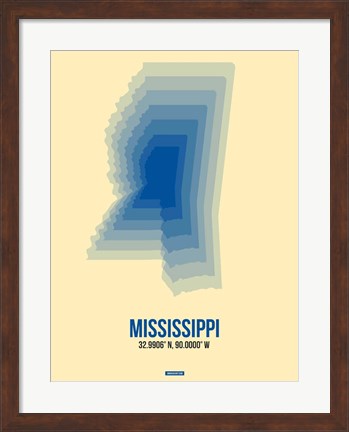 Framed Mississippi Radiant Map 2 Print