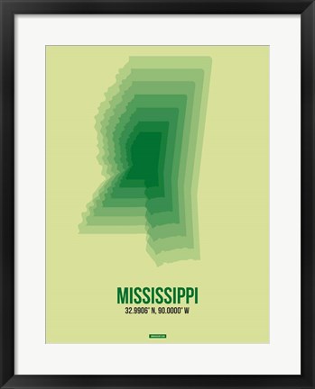 Framed Mississippi Radiant Map 3 Print