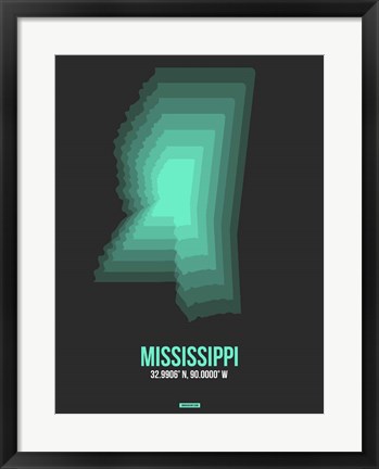 Framed Mississippi Radiant Map 4 Print