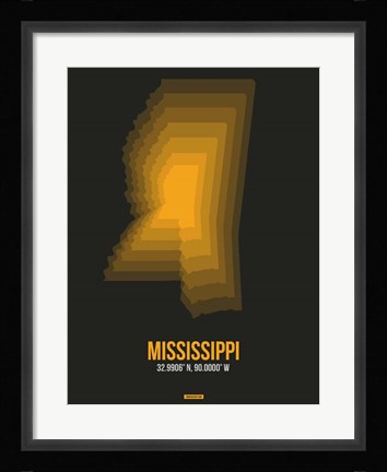 Framed Mississippi Radiant Map 5 Print