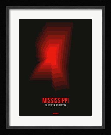 Framed Mississippi Radiant Map 6 Print