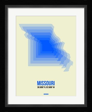 Framed Missouri Radiant Map 1 Print