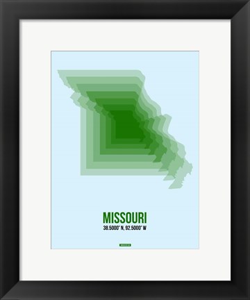 Framed Missouri Radiant Map 2 Print
