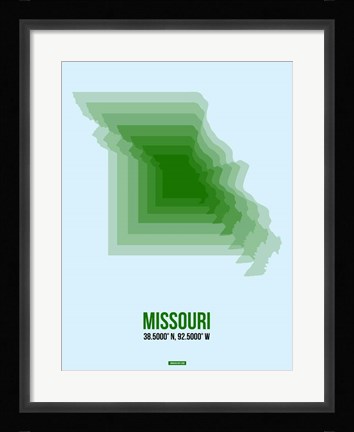 Framed Missouri Radiant Map 2 Print