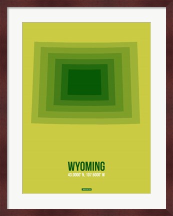 Framed Wyoming Radiant Map 2 Print