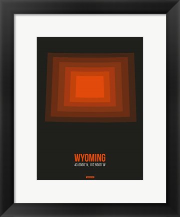 Framed Wyoming Radiant Map 5 Print