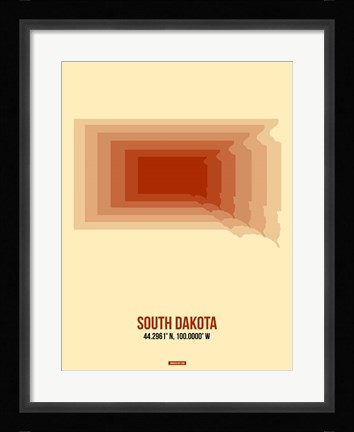 Framed South Dakota Radiant Map 1 Print