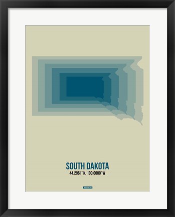 Framed South Dakota Radiant Map 2 Print