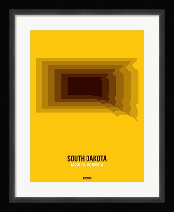 Framed South Dakota Radiant Map 3 Print