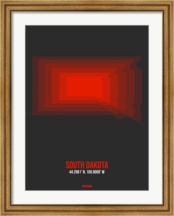 Framed South Dakota Radiant Map 4 Print