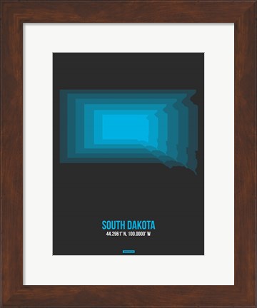Framed South Dakota Radiant Map 5 Print
