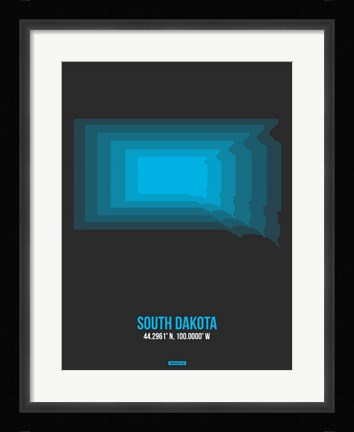 Framed South Dakota Radiant Map 5 Print