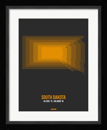 Framed South Dakota Radiant Map 6 Print