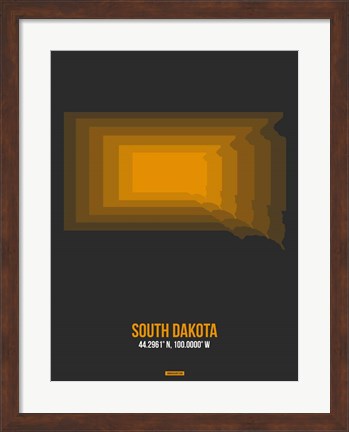 Framed South Dakota Radiant Map 6 Print