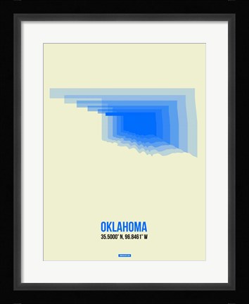 Framed Oklahoma Radiant Map 1 Print