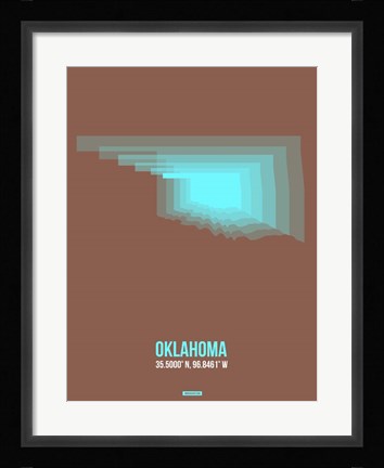 Framed Oklahoma Radiant Map 2 Print