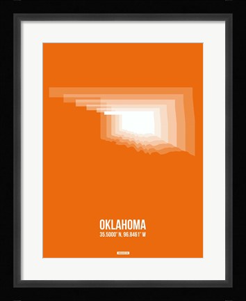 Framed Oklahoma Radiant Map 3 Print
